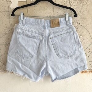 Vtg 90s Lee Denim Shorts High Waisted Light Wash Cutoff Jeans Womens 10 USA Made